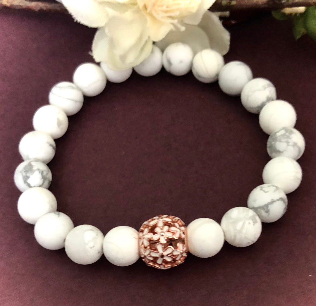 'Daisies in Bloom' - Gemstone Bracelet - Rose Gold-toned