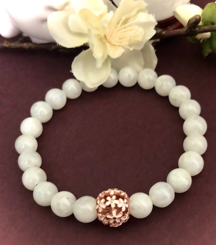 'Daisies in Bloom' - Gemstone Bracelet - Rose Gold-toned