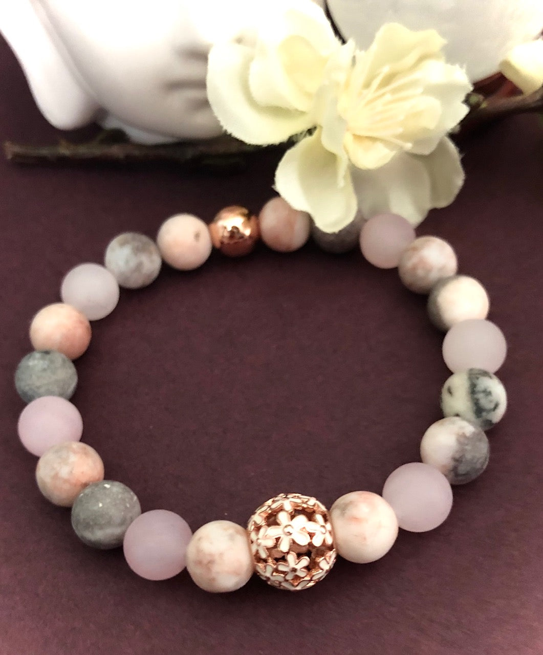 'Daisies in Bloom' - Gemstone Bracelet - Rose Gold-toned
