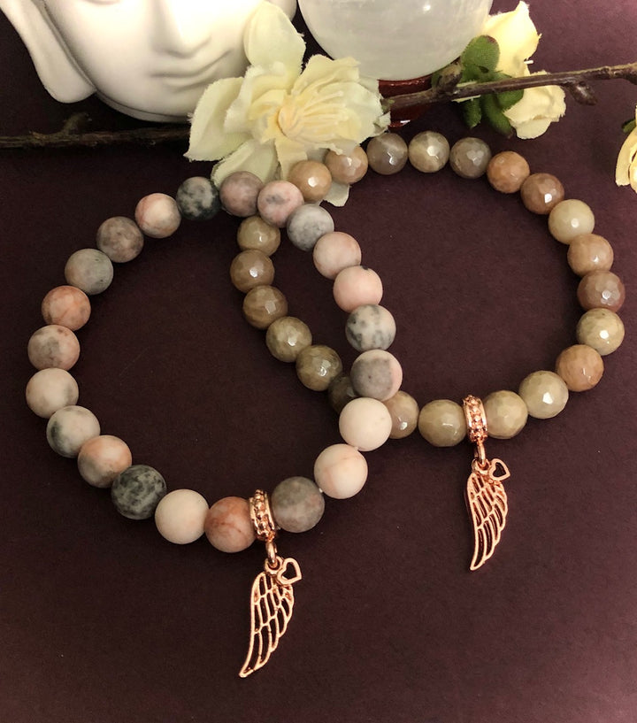 'Angel Blush' - Rose Gold  Angel Wing Charm Bracelet