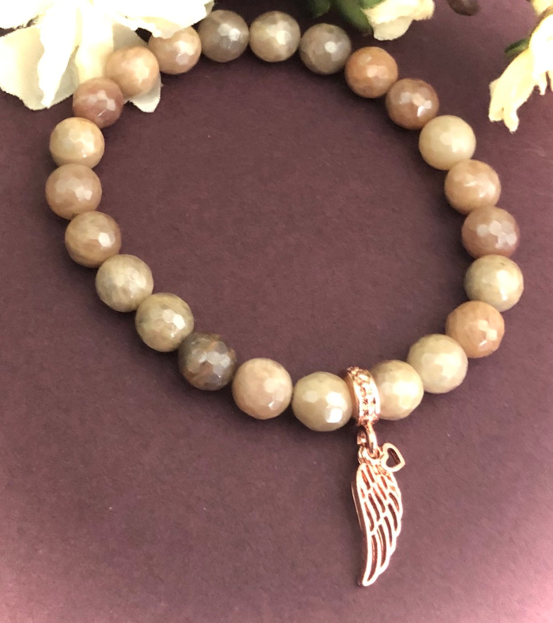 'Angel Blush' - Rose Gold  Angel Wing Charm Bracelet