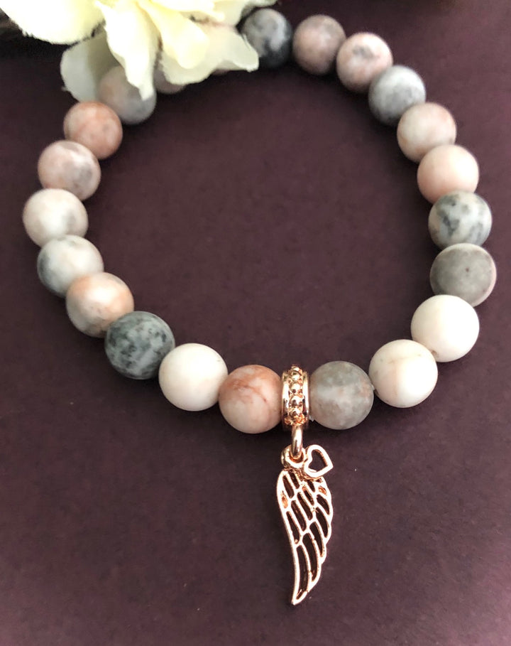 'Angel Blush' - Rose Gold  Angel Wing Charm Bracelet