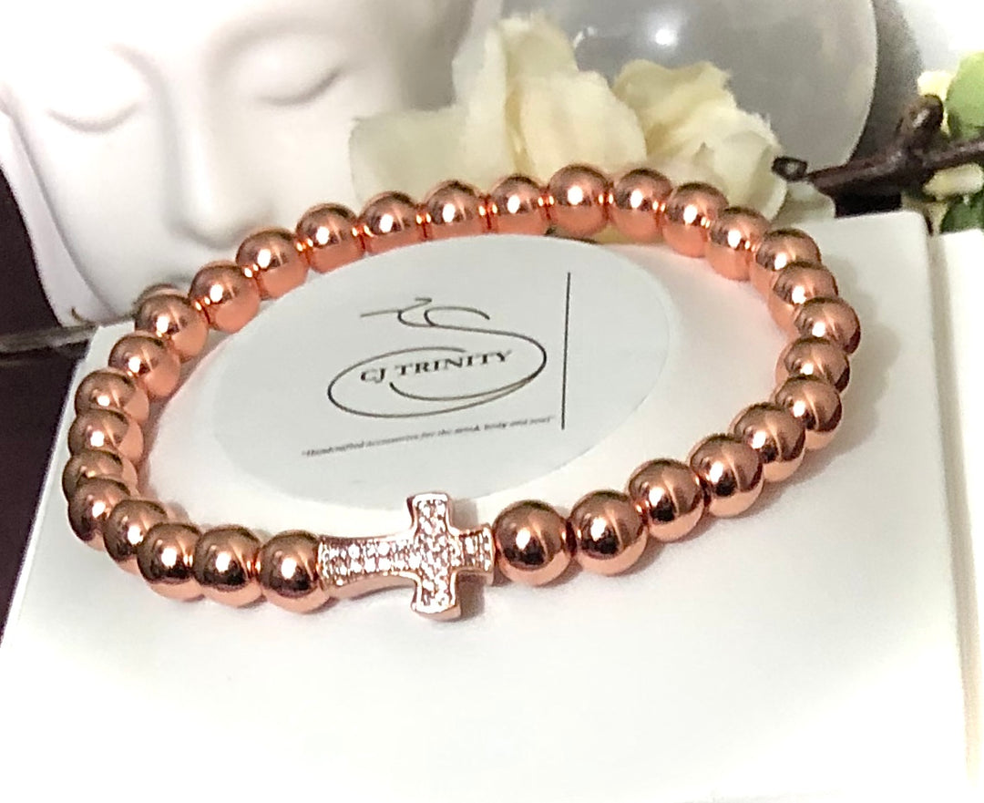 'Meant 2 Be' - Pavé Heart and Garnet Gemstone Bracelet - Choice of Rose Gold or Silver - Bracelets Sold Separately or as a Set