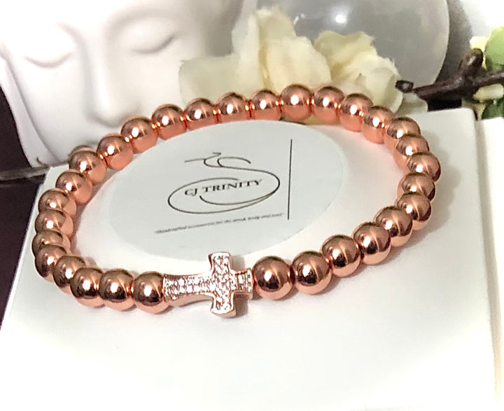 'Meant 2 Be' - Pavé Heart and Garnet Gemstone Bracelet - Choice of Rose Gold or Silver - Bracelets Sold Separately or as a Set