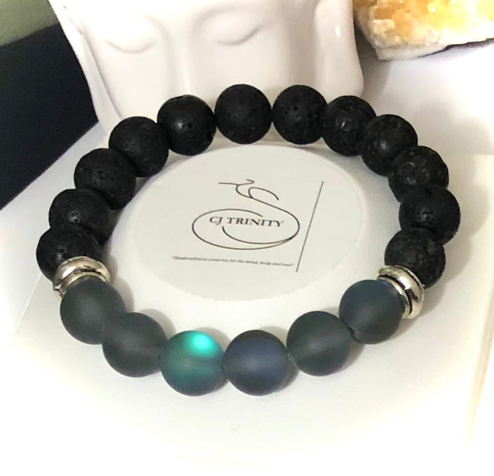 Ladies Chunky Lava Bead Diffuser Bracelet - Choice of Gemstone