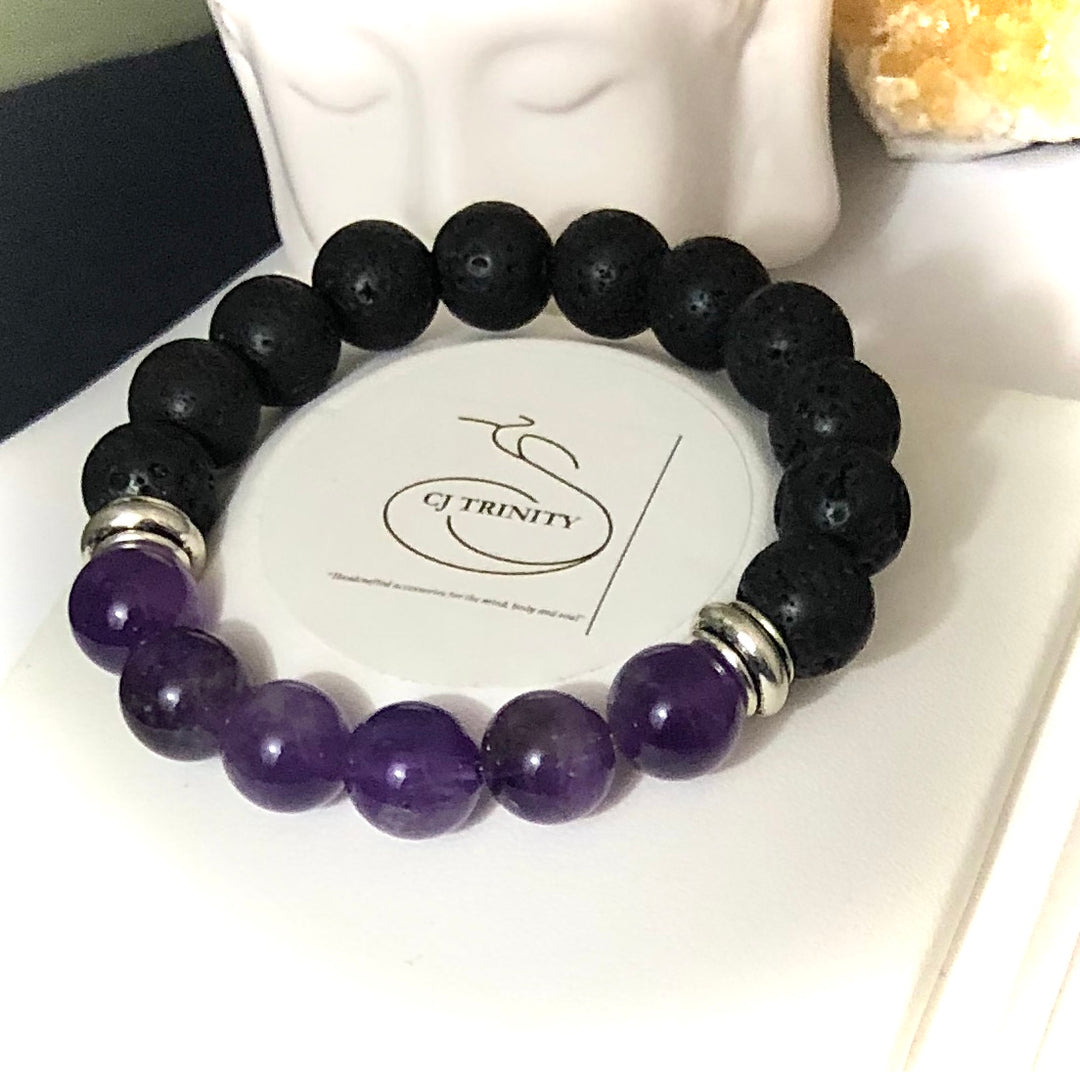 Ladies Chunky Lava Bead Diffuser Bracelet - Choice of Gemstone