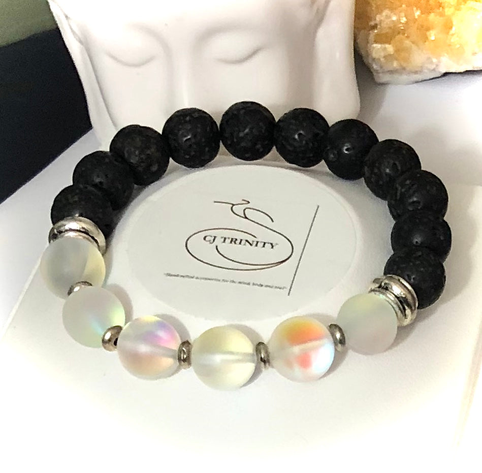 Ladies Chunky Lava Bead Diffuser Bracelet - Choice of Gemstone