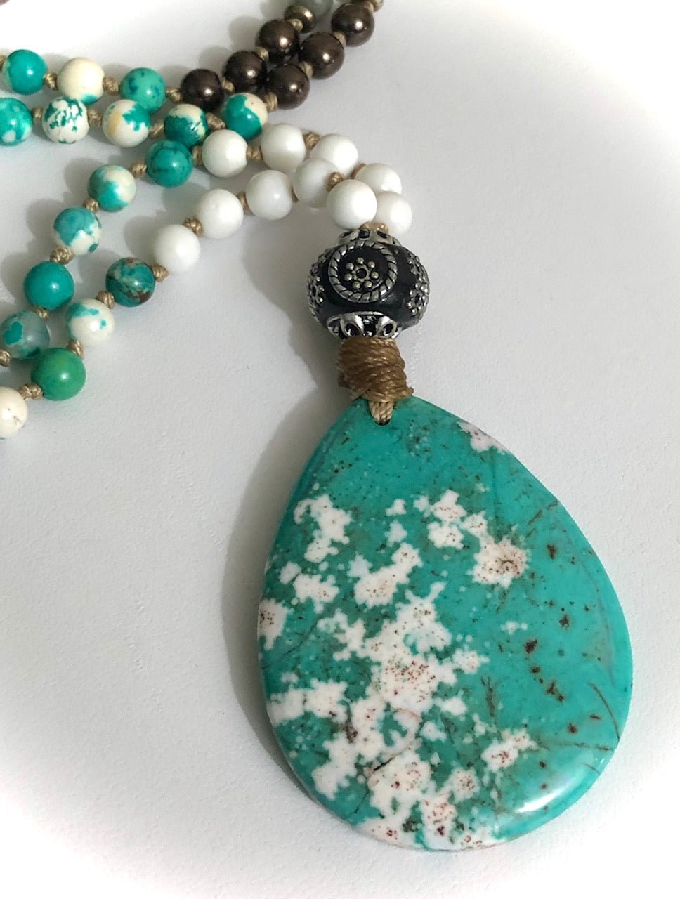 Earth & Sea Mala - Turquoise & Hematite - One of a Kind
