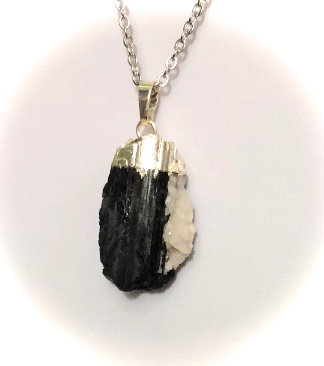 Unisex Raw Black Tourmaline Pendant Necklace - stainless Steel - Choice of 3 Necklaces
