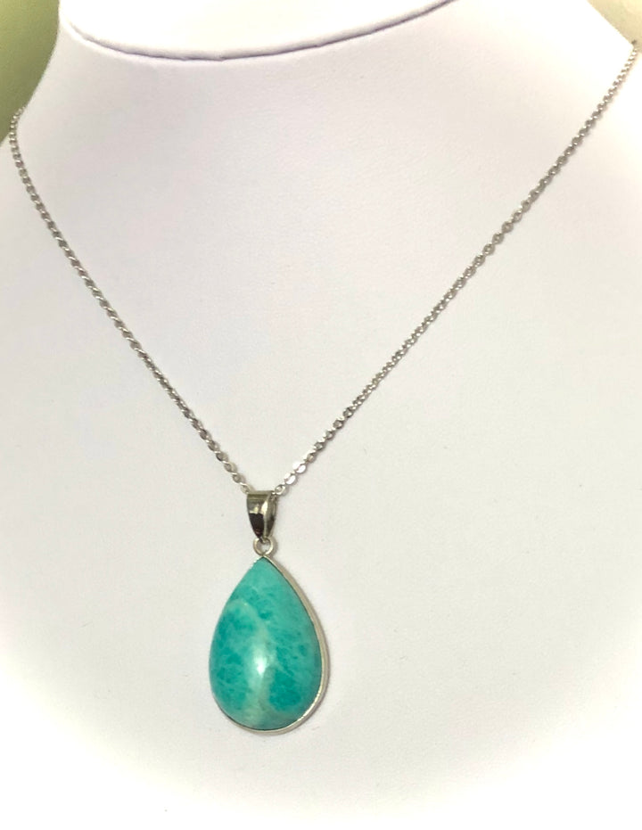 Stunning Amazonite Teardrop Pendant Necklace