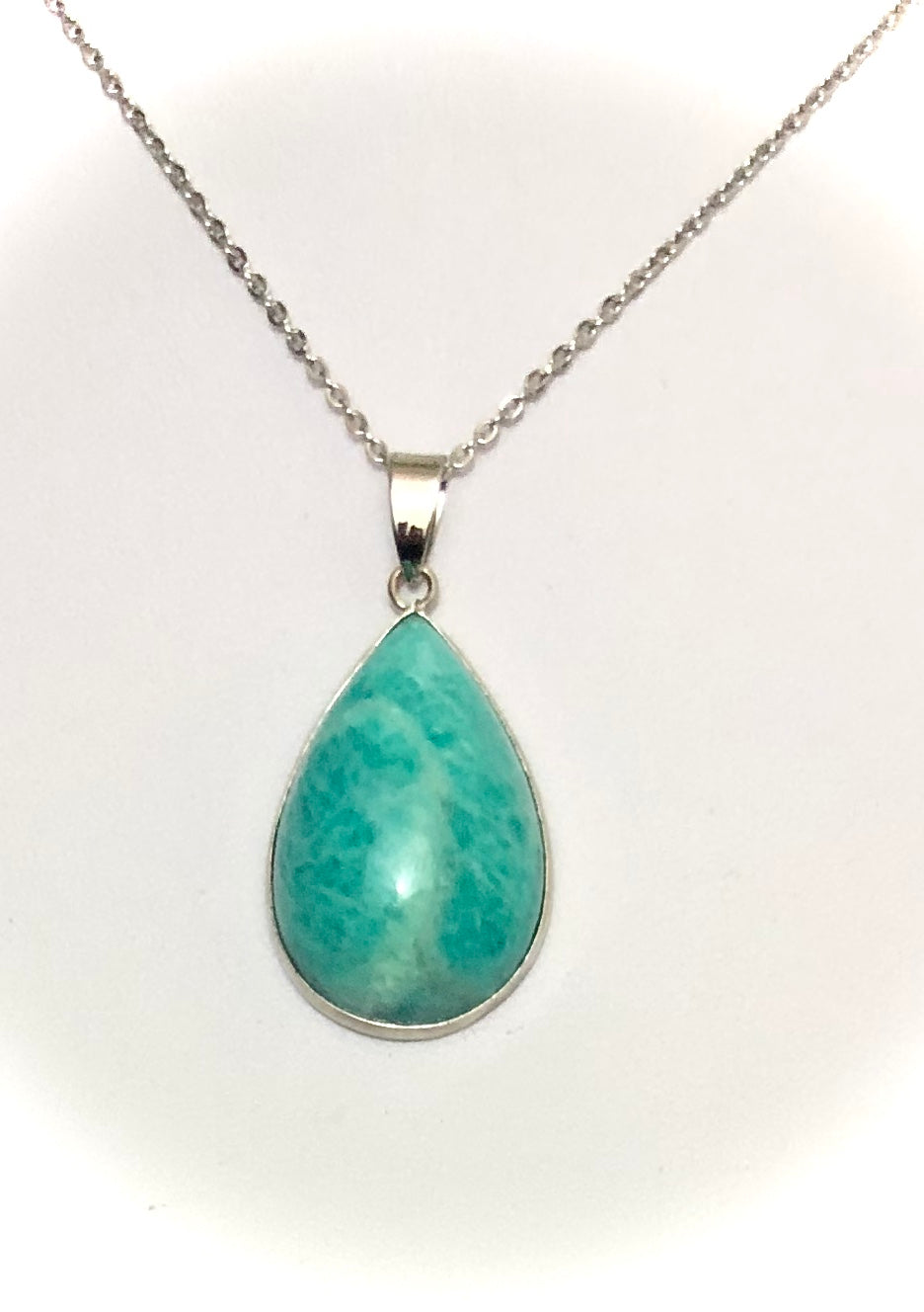 Stunning Amazonite Teardrop Pendant Necklace