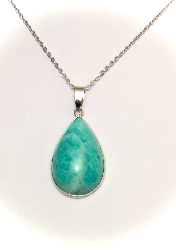 Stunning Amazonite Teardrop Pendant Necklace