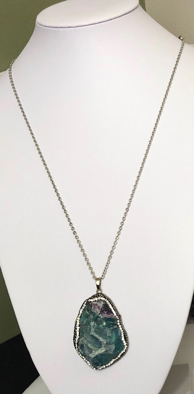 Pavé Framed Large Gemstone Pendant Necklace - Choice of Stone - One of a KInd