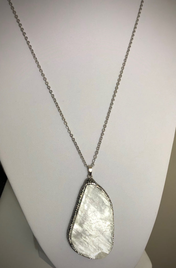 Pavé Framed Large Gemstone Pendant Necklace - Choice of Stone - One of a KInd