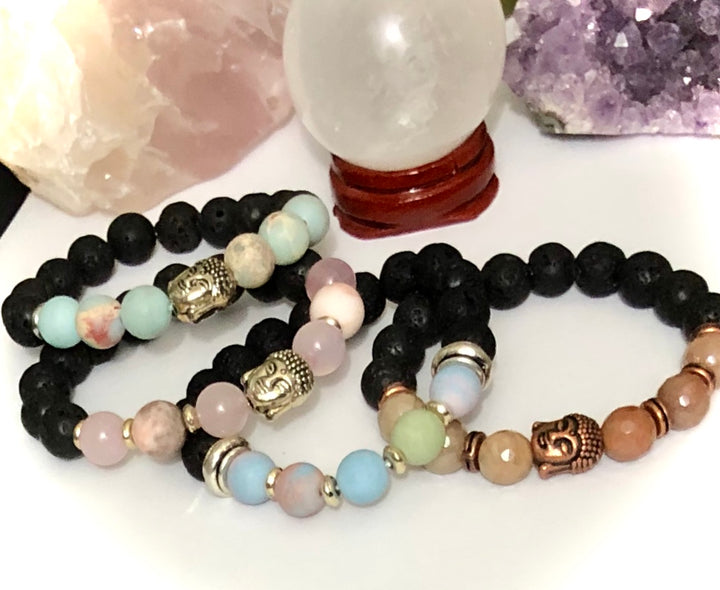 Kid's Pastel Color Gemstones & Lava Stones Diffuser Bracelet - Choice of Style