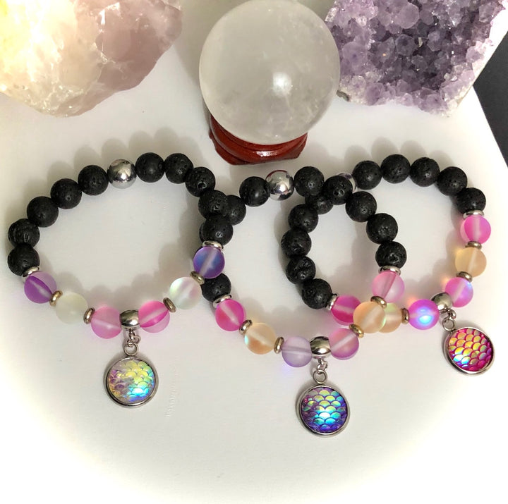Kid's Mermaid Angel Aura Quartz & Lava Stone Diffuser Bracelet - Choice of Style
