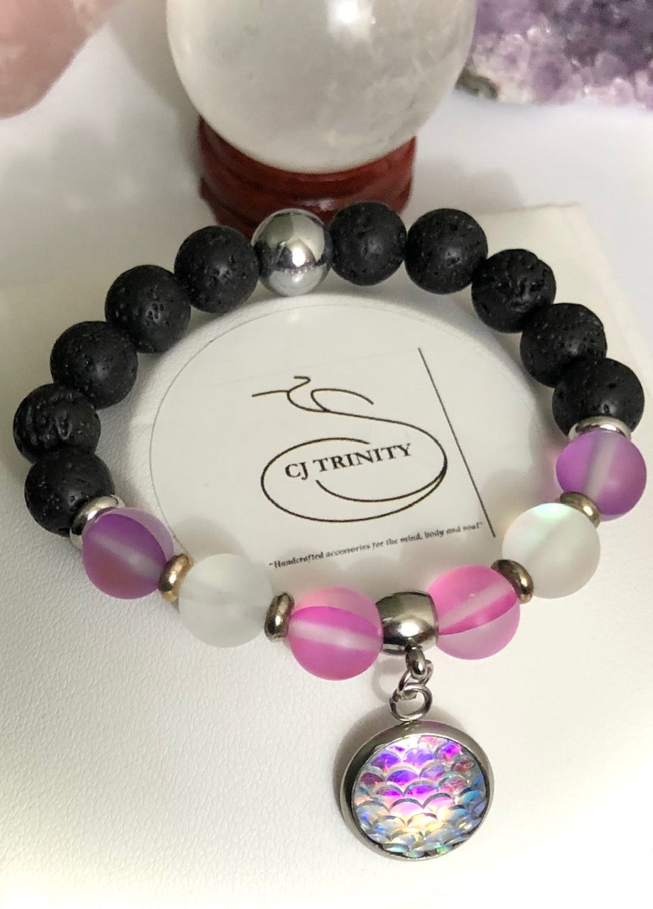 Kid's Mermaid Angel Aura Quartz & Lava Stone Diffuser Bracelet - Choice of Style