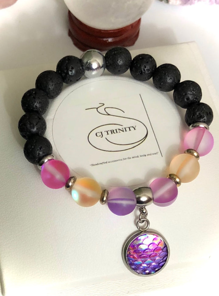 Kid's Mermaid Angel Aura Quartz & Lava Stone Diffuser Bracelet - Choice of Style