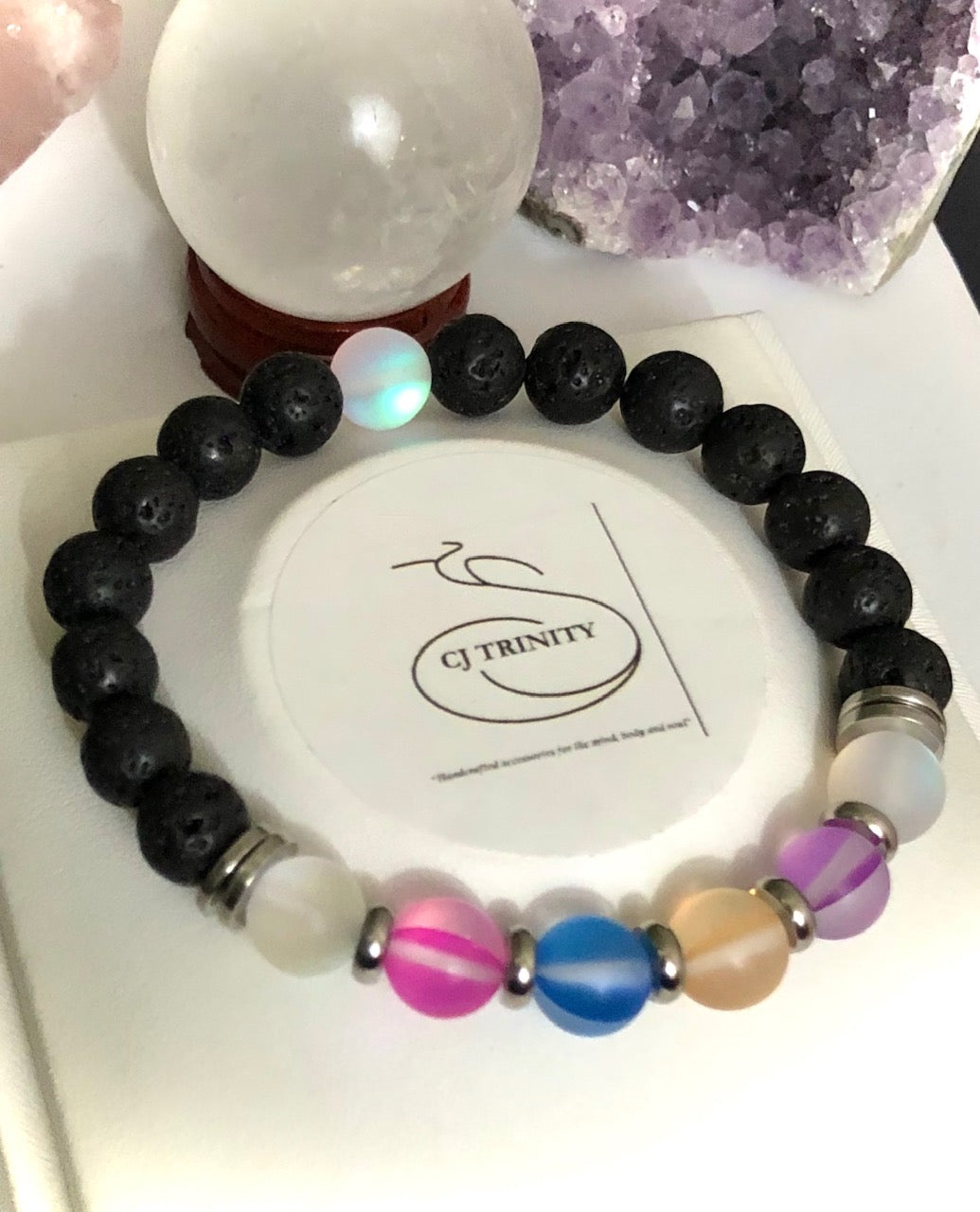 Ladies Angel Aura Quartz & Lava Stone Diffuser Bracelet - Choice of Style
