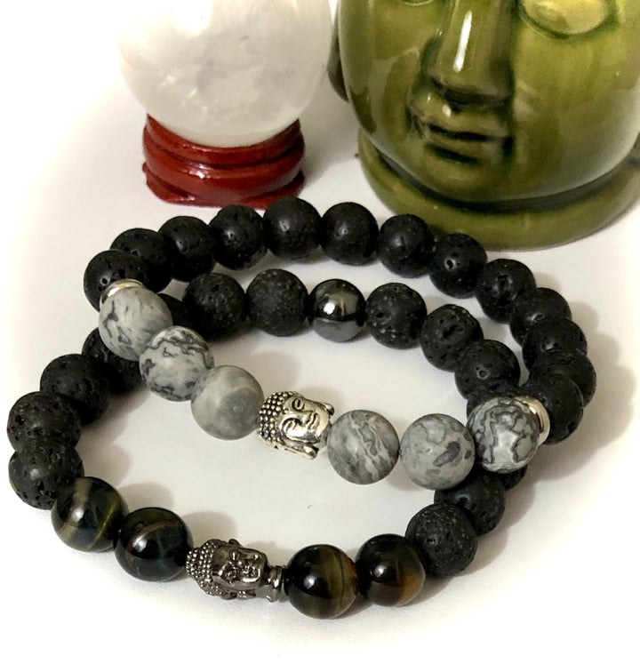 Men's Buddha-Lava Stone Diffuser Bracelet