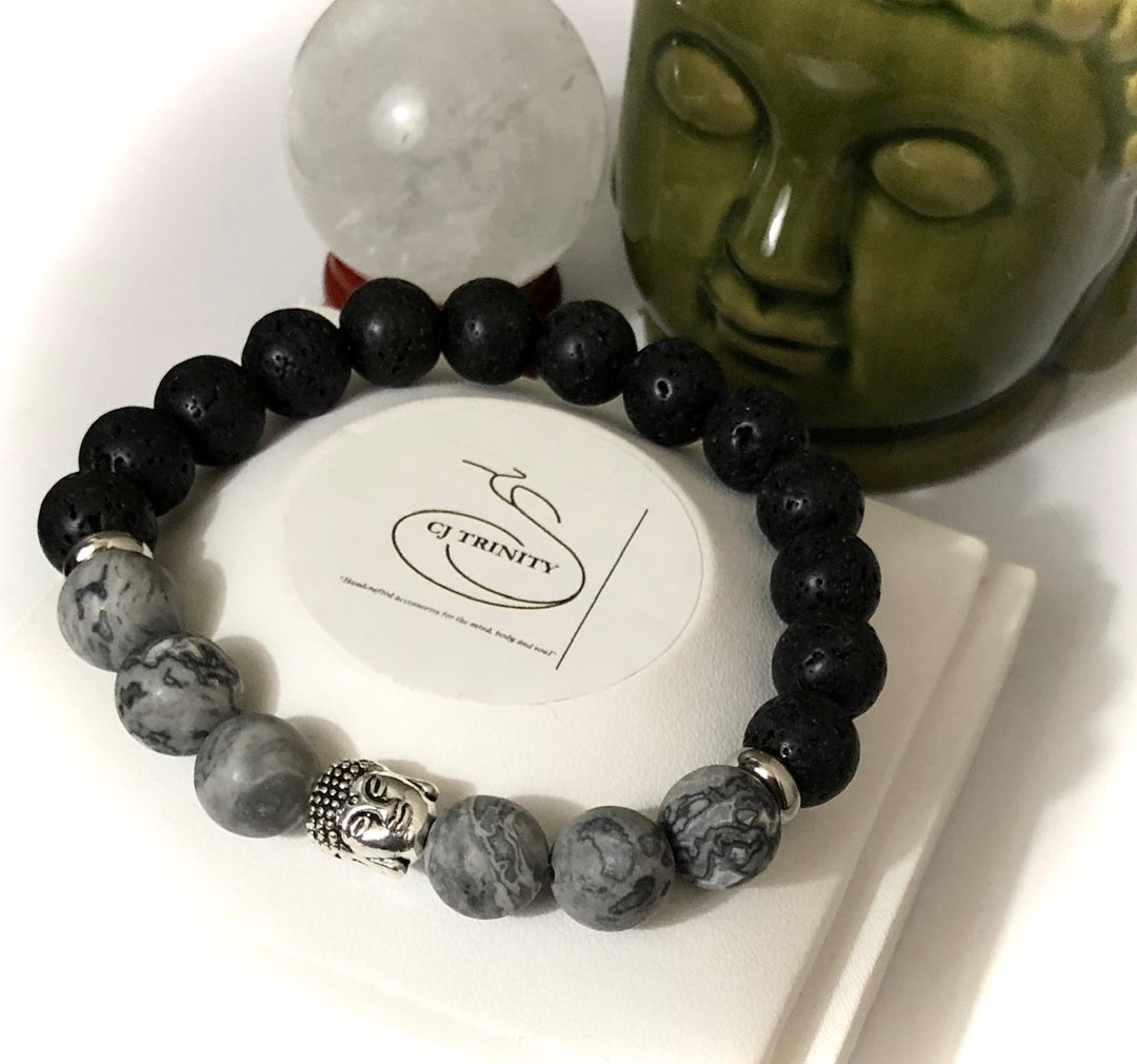 Men's Buddha-Lava Stone Diffuser Bracelet