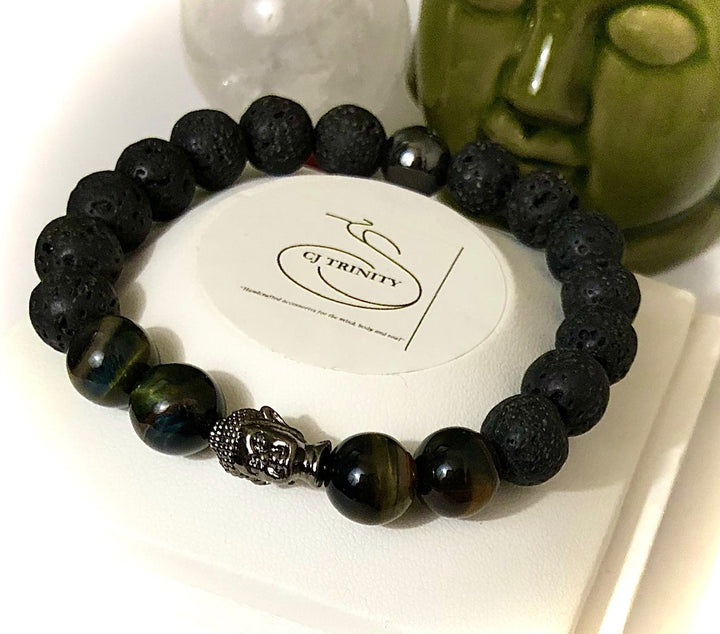Men's Buddha-Lava Stone Diffuser Bracelet