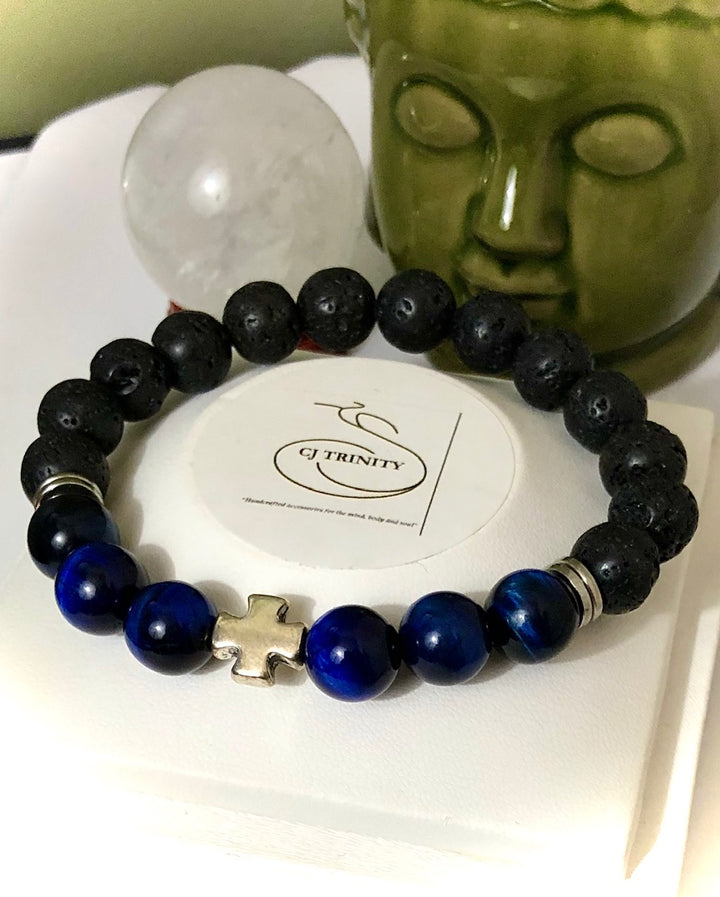 Men's Cross - Lava Stone Diffuser Bracelet - 2 Styles