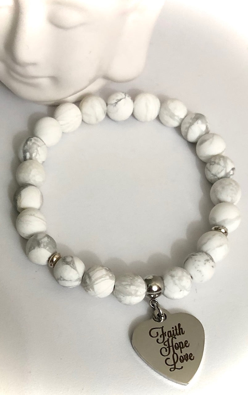 'Faith, Hope, Love' - Gemstone Charm Bracelet - Choice of Gemstone