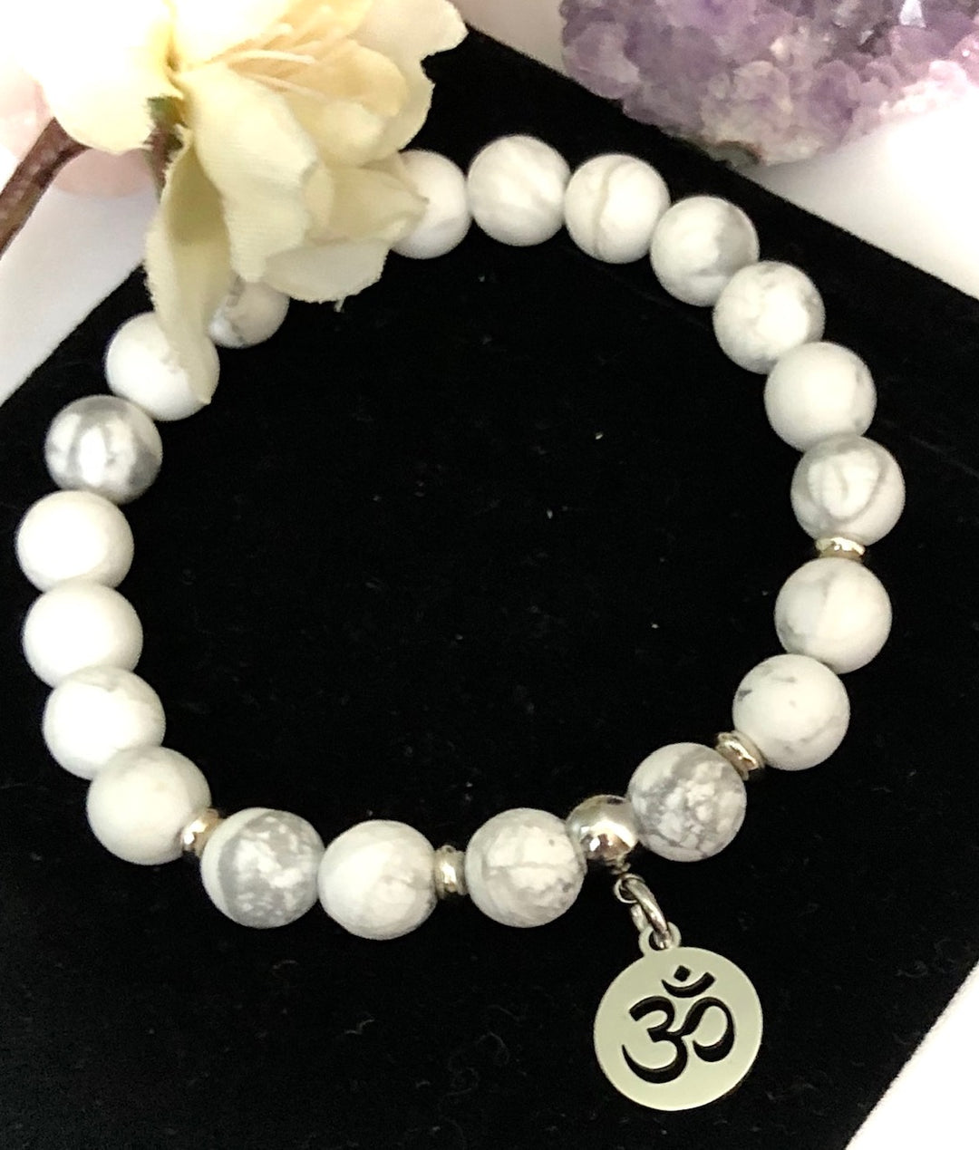 'OM' - Gemstone Charm Bracelet - Choice of Gemstone