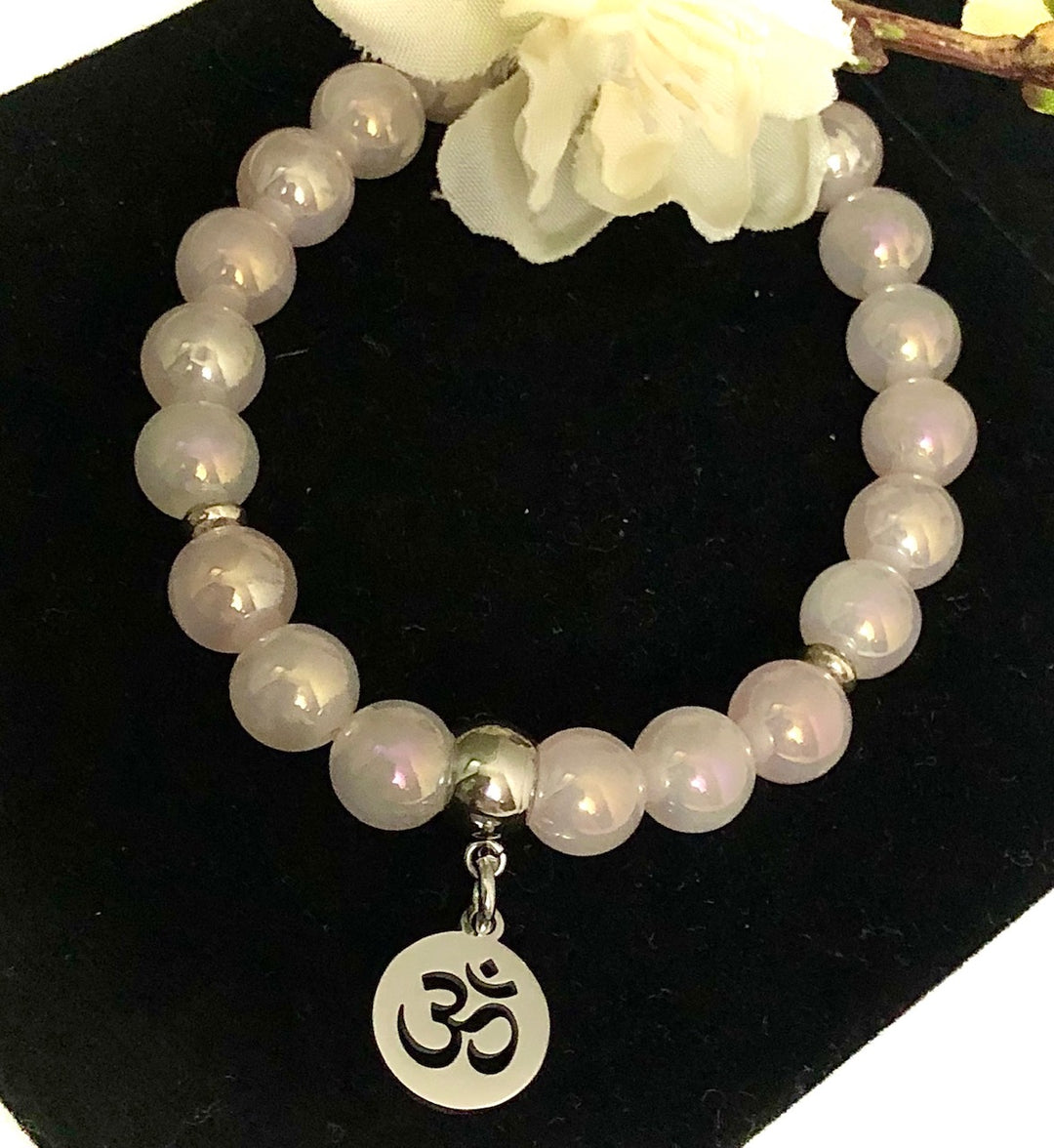 'OM' - Gemstone Charm Bracelet - Choice of Gemstone