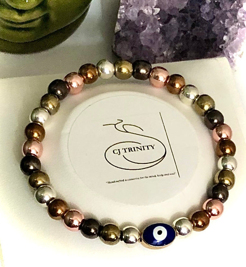 Evil Eye - Hematite - Classic Protective Stacking Bracelet - Choice of Style