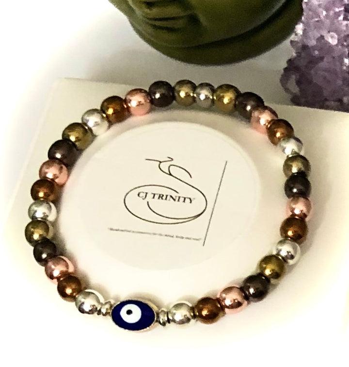 Evil Eye - Hematite - Classic Protective Stacking Bracelet - Choice of Style