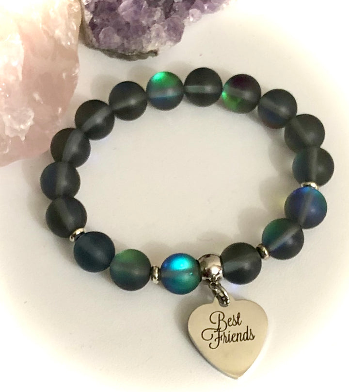 'Best Friends' - Gemstone Charm Bracelets with Hematite Evil Eye Stacking Bracelet - Sold Seperately
