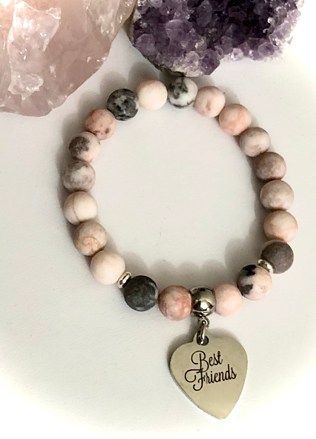'Best Friends' - Gemstone Charm Bracelets with Hematite Evil Eye Stacking Bracelet - Sold Seperately