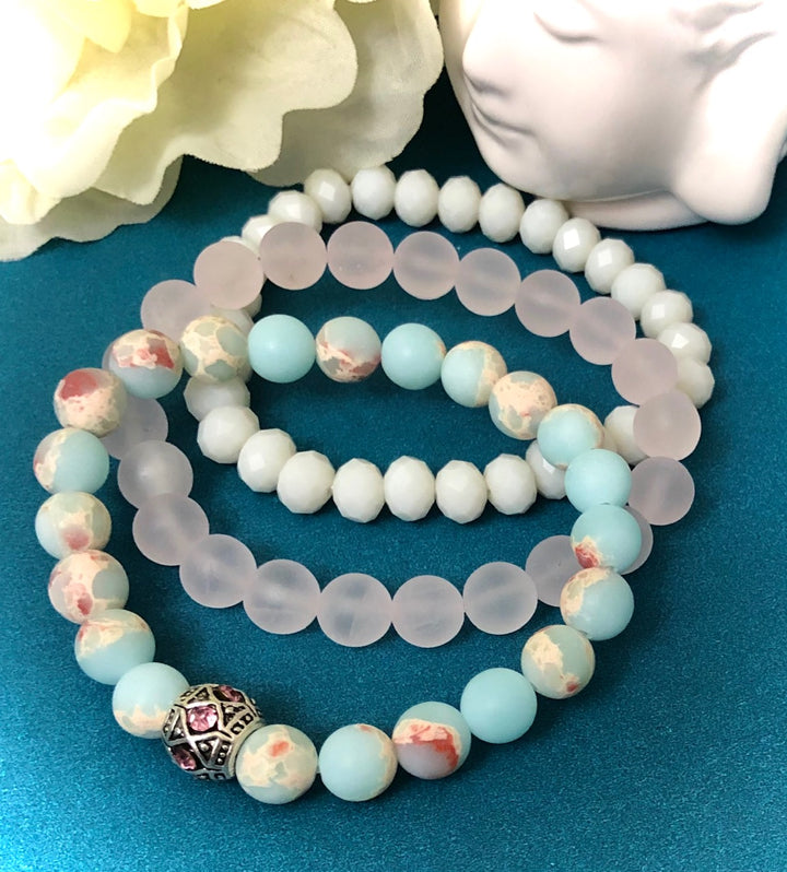 'Spirit of Spring' - Gemstone Bracelet Set - SET of 3 Bracelets
