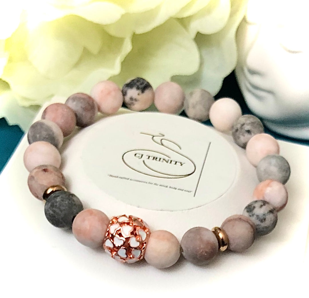 'Follow Your Heart' - Pavé Rose Gold - Gemstone Bracelet Set - Bracelets Sold Separately or as a SET of 3 Bracelets