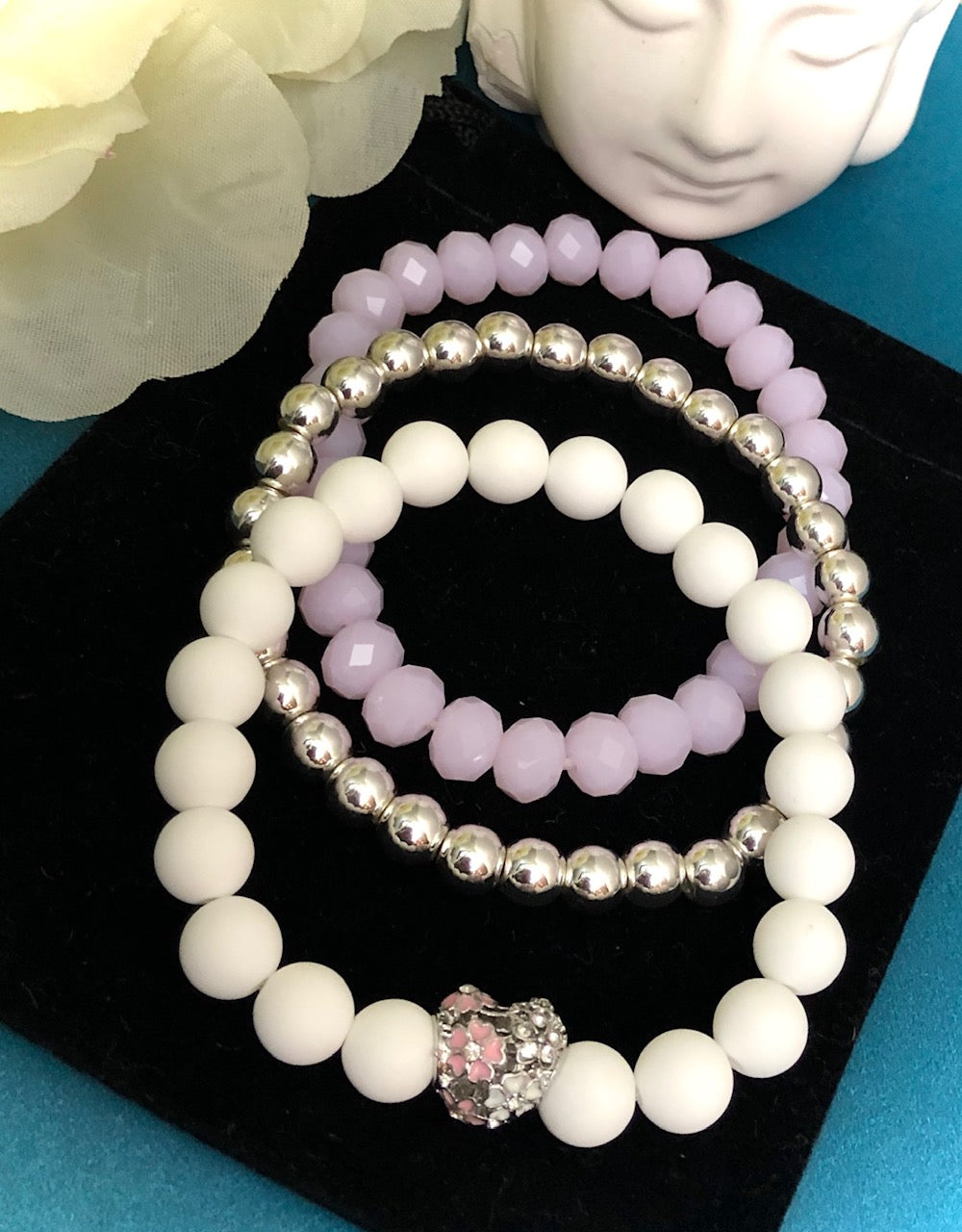 'Make My Heart Blush' - Gemstone Bracelet Set - SET of 3 Bracelets