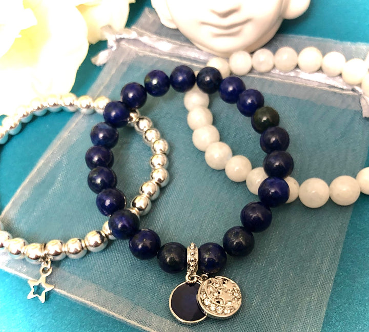'Goddess of the Night' - Love, Emotional Balance & Protection - Gemstone Charm Bracelet Set - Sold Separately or Choice of Set