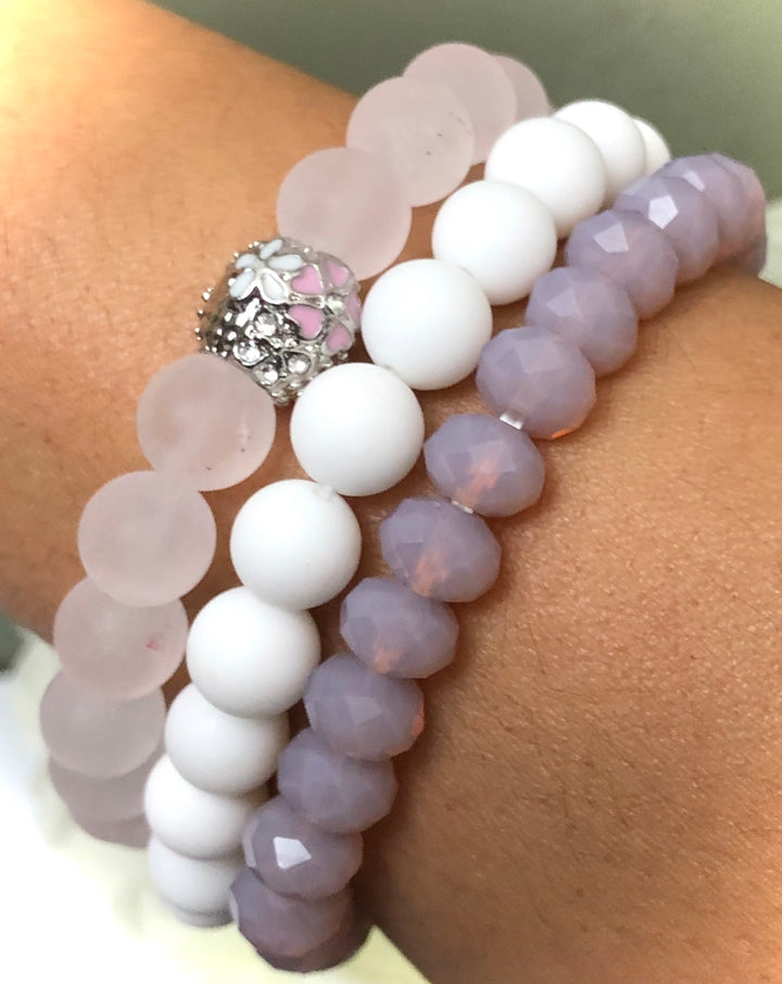 'Blush & Bloom' - Gemstone Bracelet Set - SET of 3 Bracelets