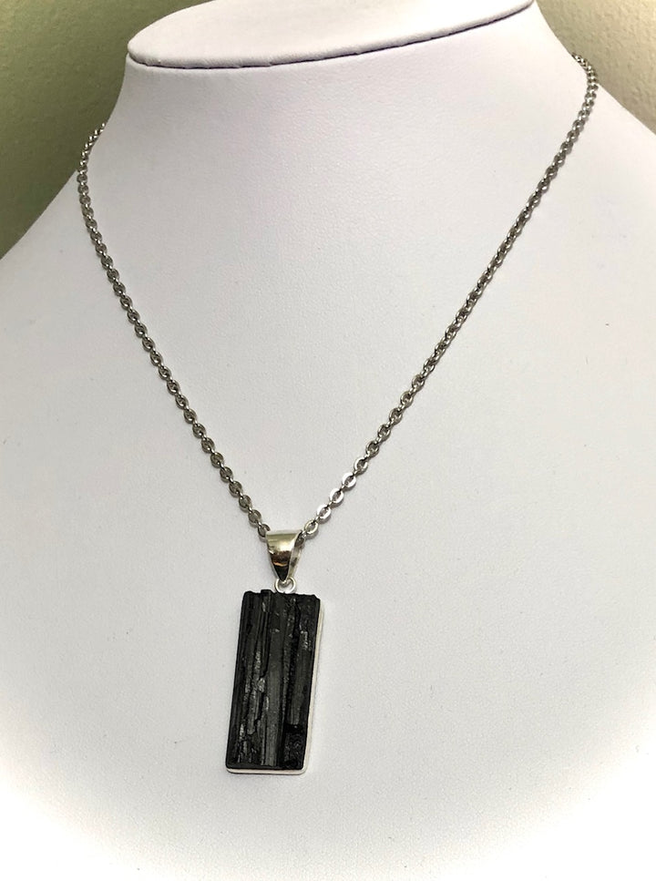 Raw Black Tourmaline Framed Pendant Necklace - Choice of Pendant - One of a Kind