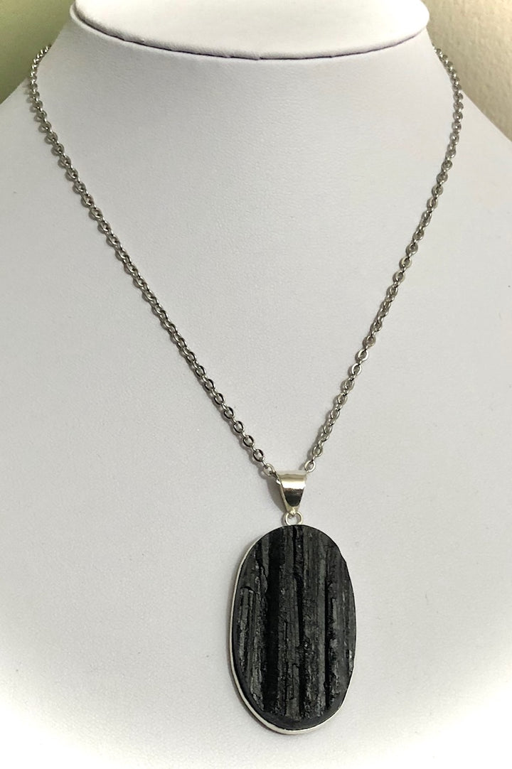 Raw Black Tourmaline Framed Pendant Necklace - Choice of Pendant - One of a Kind
