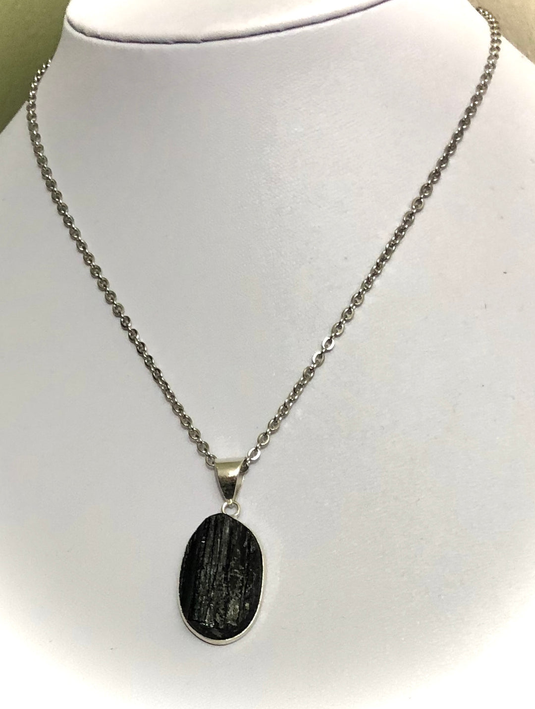 Raw Black Tourmaline Framed Pendant Necklace - Choice of Pendant - One of a Kind