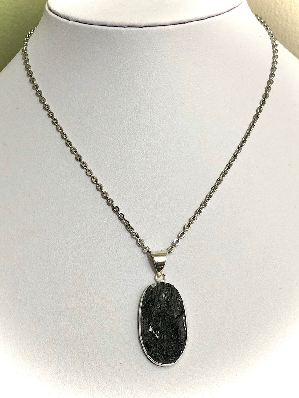 Raw Black Tourmaline Framed Pendant Necklace - Choice of Pendant - One of a Kind