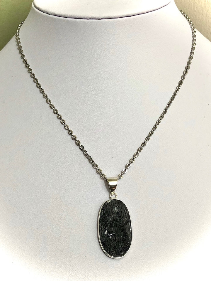 Raw Black Tourmaline Framed Pendant Necklace - Choice of Pendant - One of a Kind