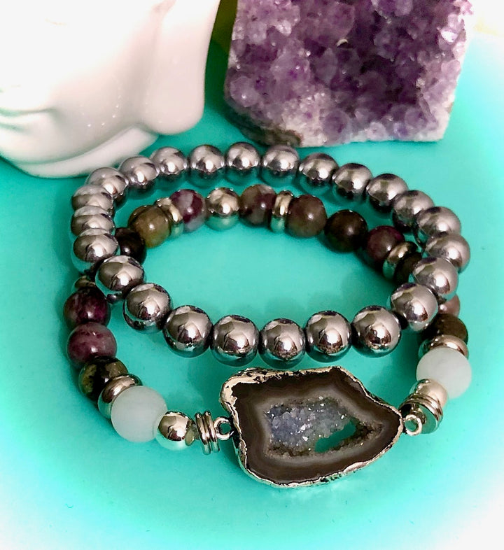 'Perfectly Plum' Multi-Color Tourmaline Gemstone Bracelet-Statement Bracelet-One of a Kind-Bracelets Sold Separately