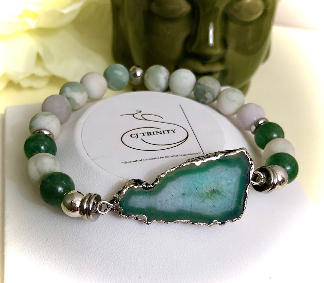 'Go Green'- Love, Luck & Prosperity Multi-Gemstone Bracelet-STATEMENT BRACELET- Bracelets Sold Separately