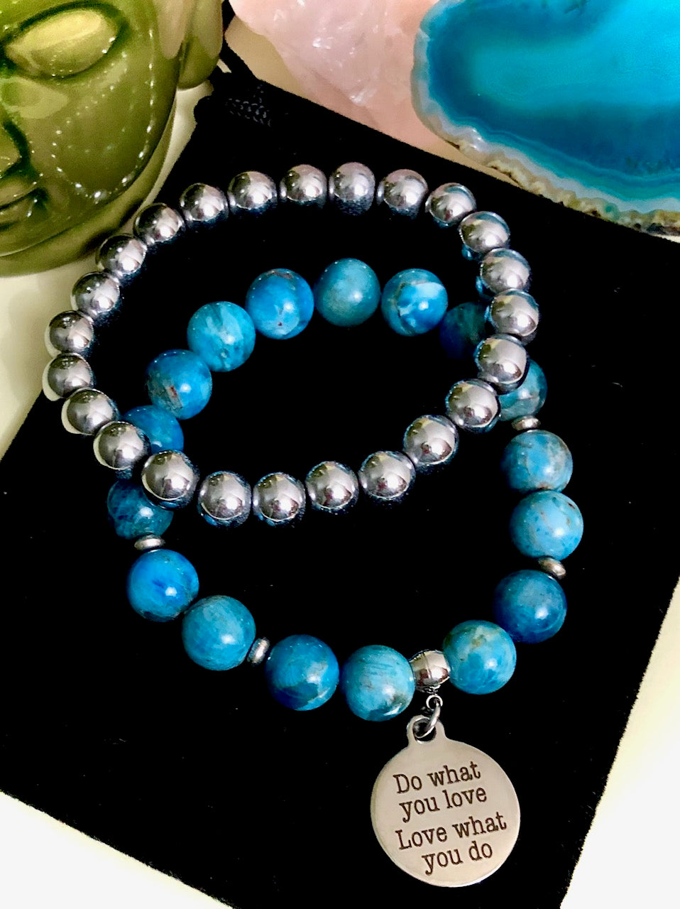 'Do What You Love, Love What You Do' - Gemstone Charm Bracelet-Choice of Gemstone-Sold Separately