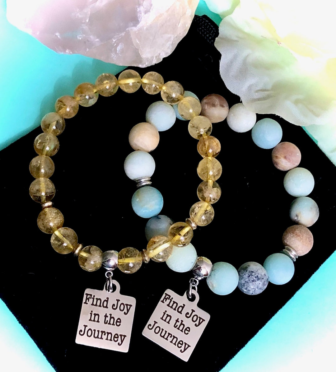 'Find Joy in the Journey' - Gemstone Charm Bracelet - Choice of Gemstone