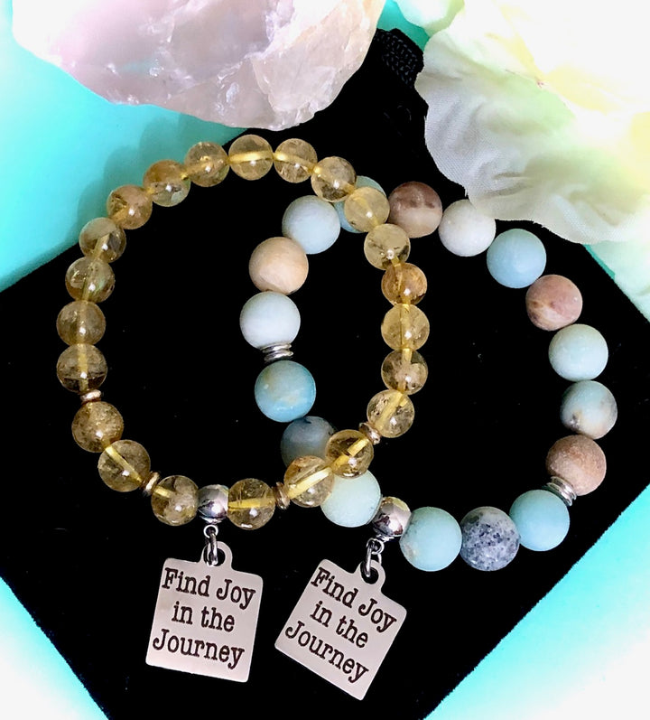 'Find Joy in the Journey' - Gemstone Charm Bracelet - Choice of Gemstone