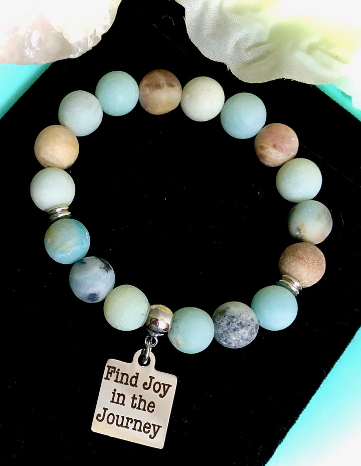 'Find Joy in the Journey' - Gemstone Charm Bracelet - Choice of Gemstone